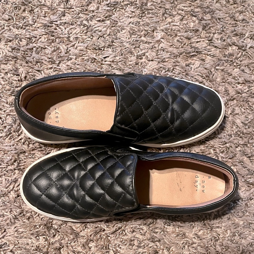 Black Quilted Slip on Shoes - Size 6